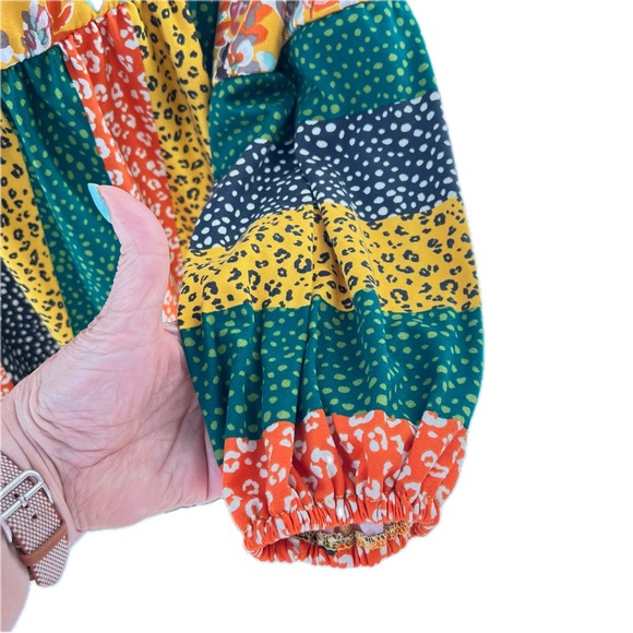 Haptics by Holly Harper Mustard Floral & Leopard Boho Top L/S Size Medium - Picture 7 of 12